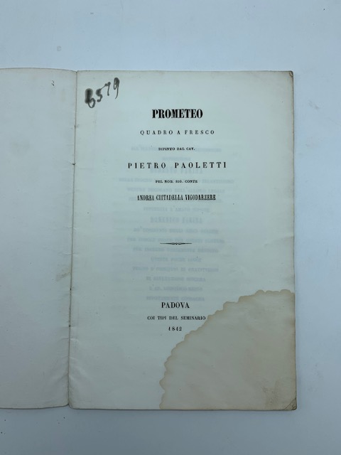 Prometeo. Quadro a fresco dipinto dal cav. Pietro Paoletti pel no. sig. Conte Andrea Cittadella Vigodarzere